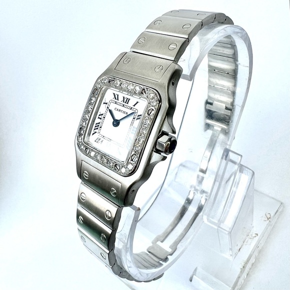 CARTIER Santos Galbee Quartz Steel 0.69TCW DIAMOND Watch - Picture 3 of 7